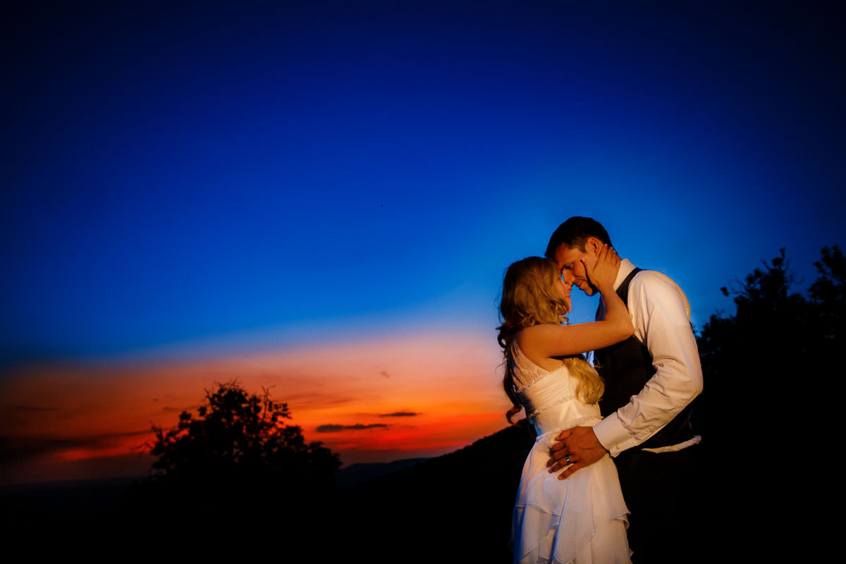 Sonnenuntergang Hochzeitsbild Burg Staufeneck