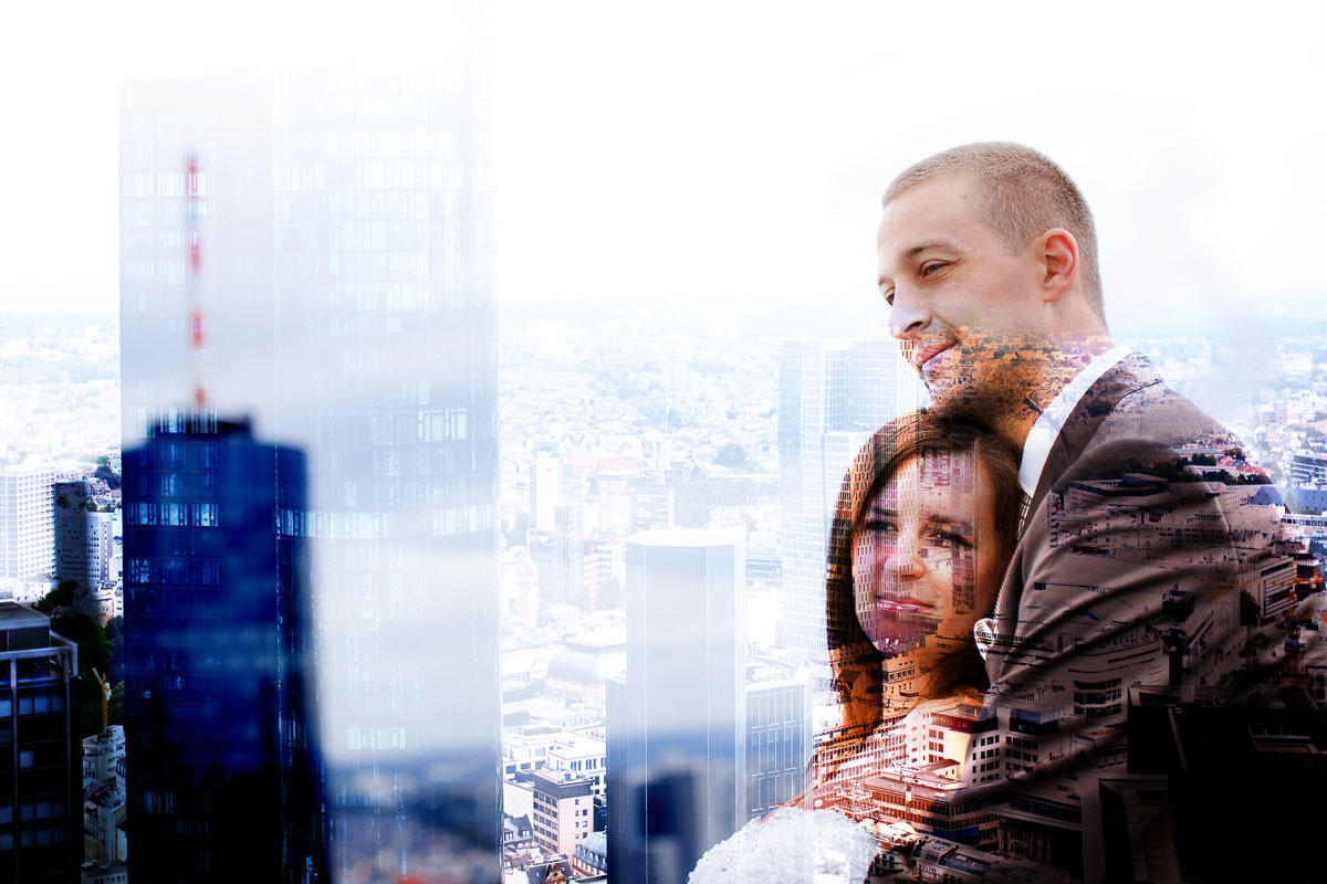  Hochzeitsfotos in Frankfurt mit Skyline