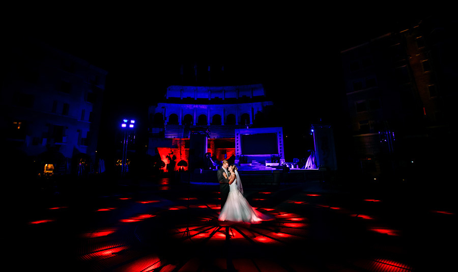 Hochzeitsfotograf Europapark Portrait bei Nacht
