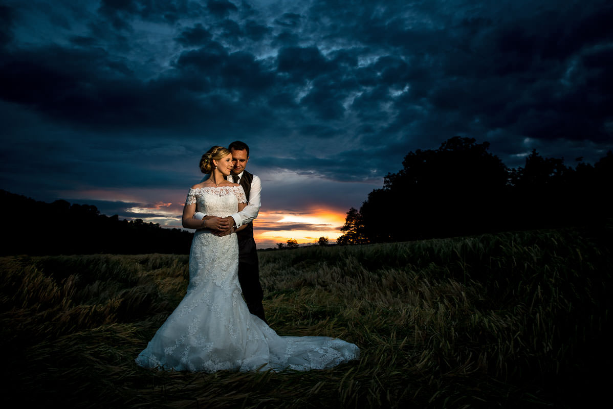 Hochzeitsfotografie Schloss Assumstadt bei Nacht