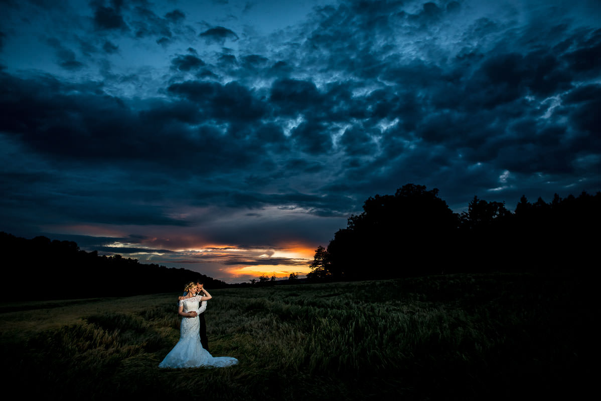 Schloss Assumstadt Hochzeitsfotos bei Sonnenuntergang