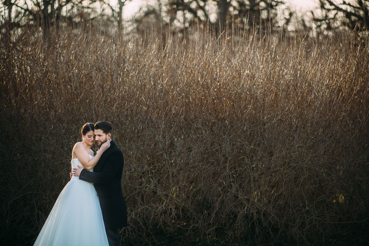 Hochzeitsfotos im Winter im Schlosspark Schwetzingen