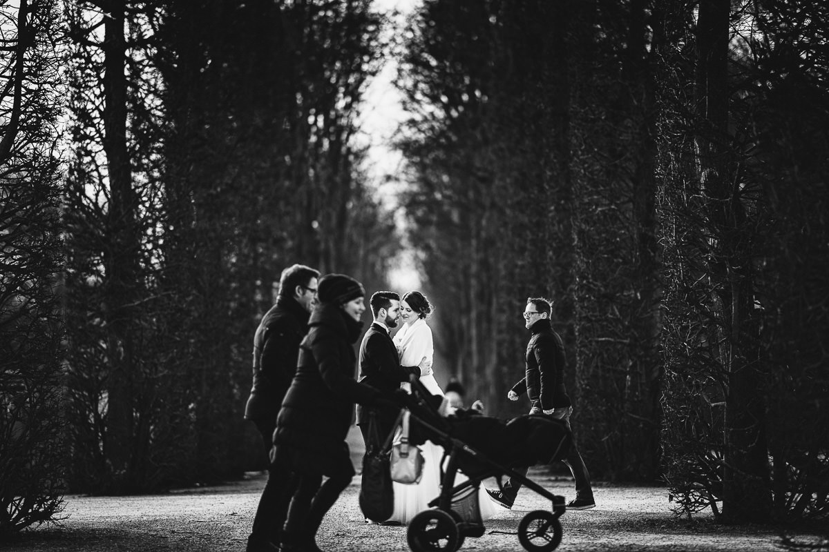 Hochzeit im Winter im Schlosspark Schwetzingen