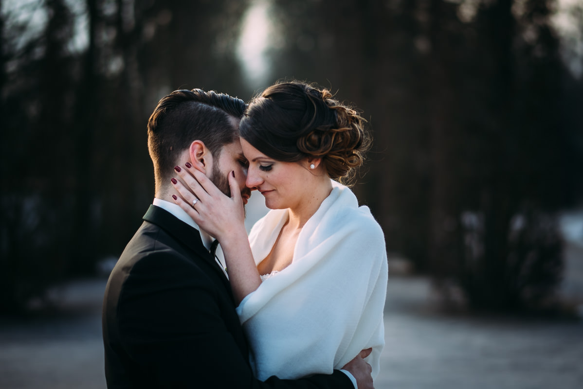 Hochzeitsbilder im Winter im Schlosspark Schwetzingen