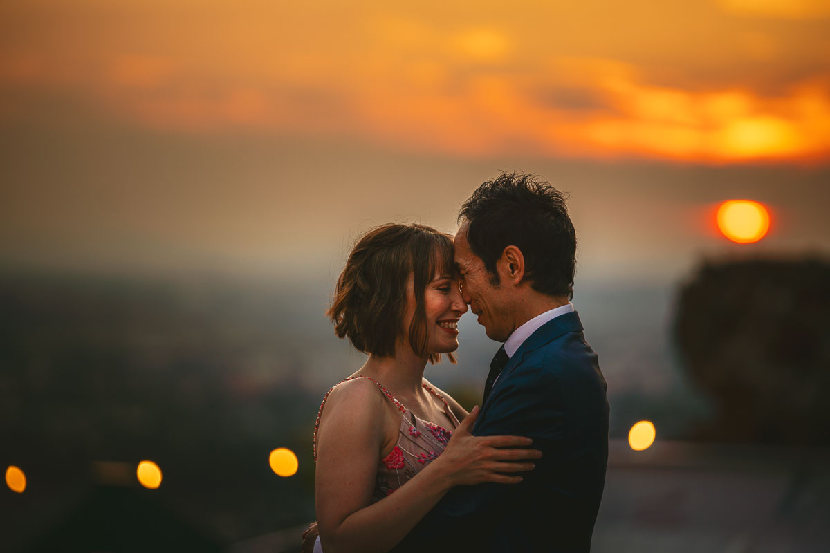Hochzeitsfotos Burg Windeck bei Sonnenuntergang