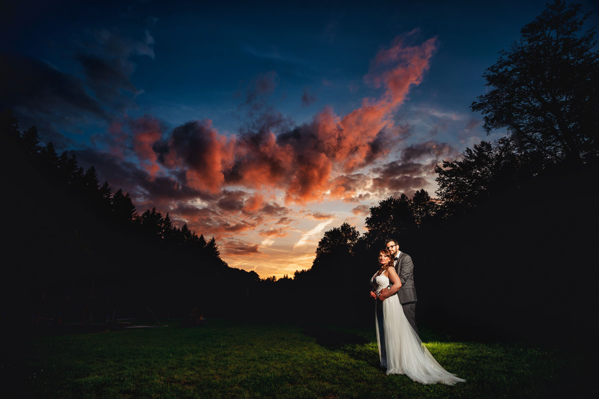 Hochzeit Dammühle Hochzeitsfoto bei Sonnenuntergang