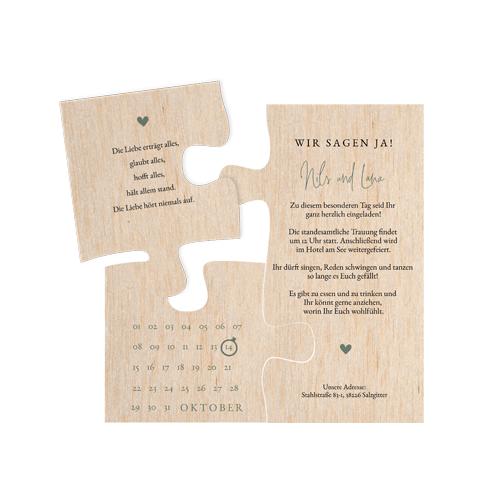 Hochzeiteinladung in Puzzle Form