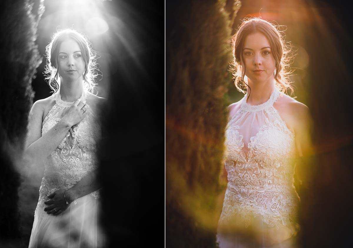 Portrait Braut im Weingut Mussler