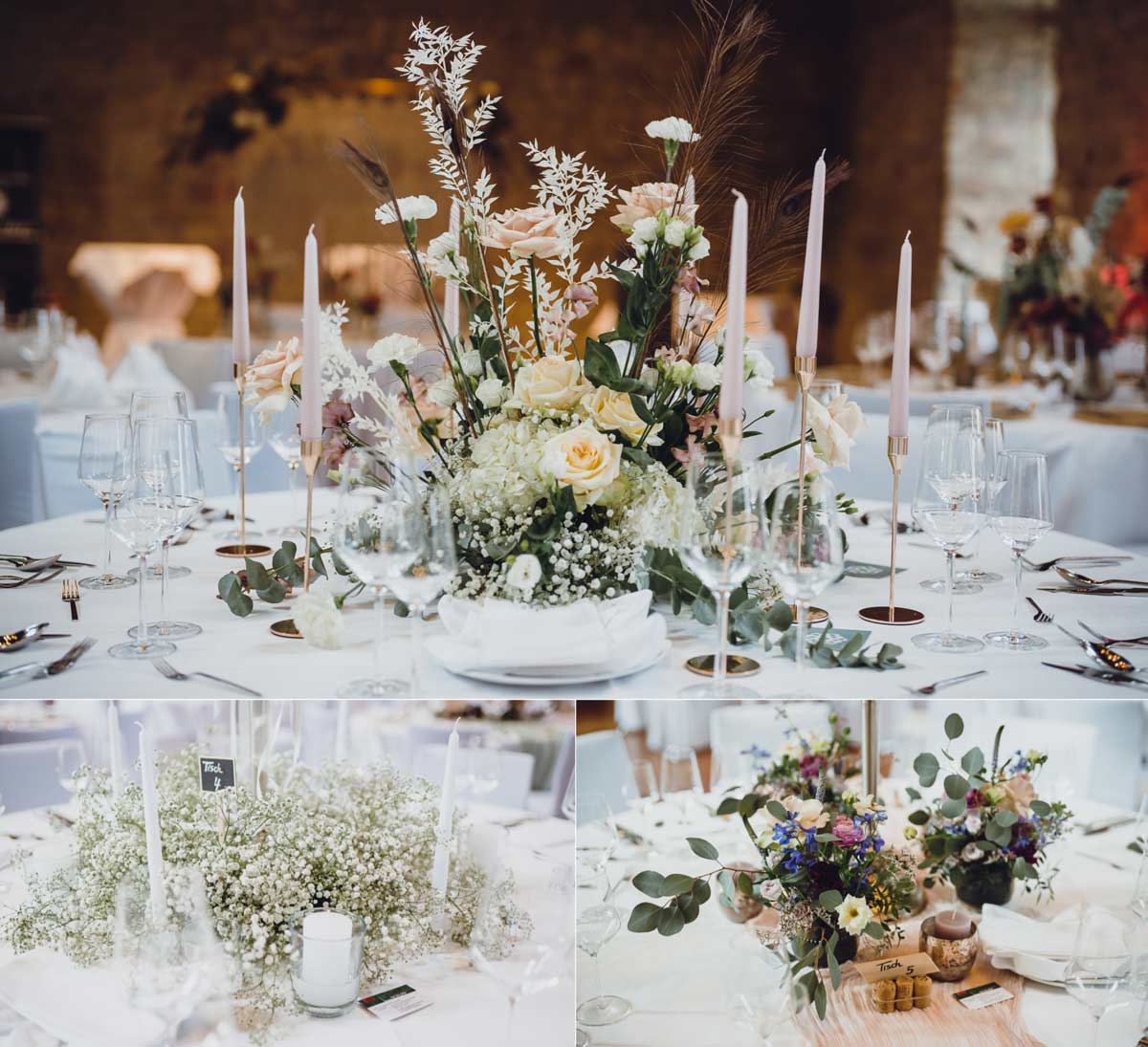 Hochzeit auf Probe Blumendeko