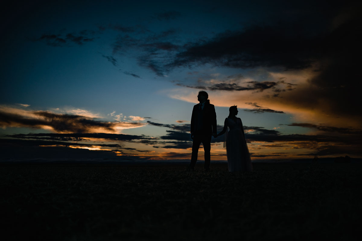Hochzeitsfotos bei Sonnenuntergang im Hof Herzberg 