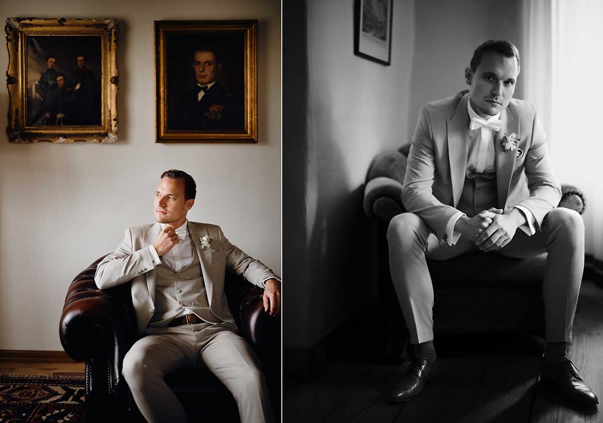 Porträts Bräutigam Schloss Neuhaus