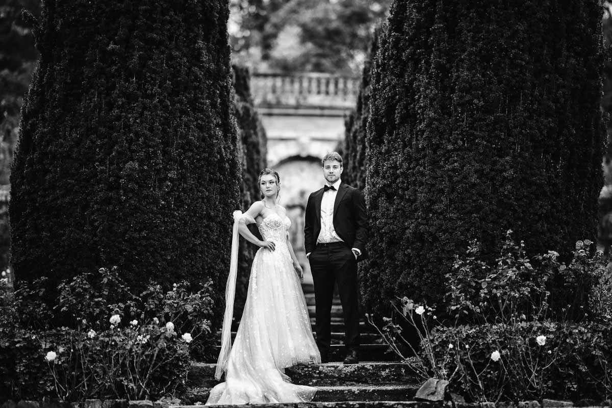 Hochzeitsfotos im Rosengarten vom Schlosshotel Kronberg