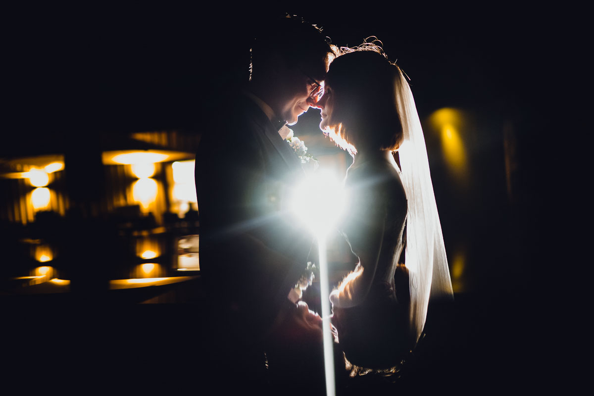 Hochzeitsfoto bei Nacht auf der Insel Mainau