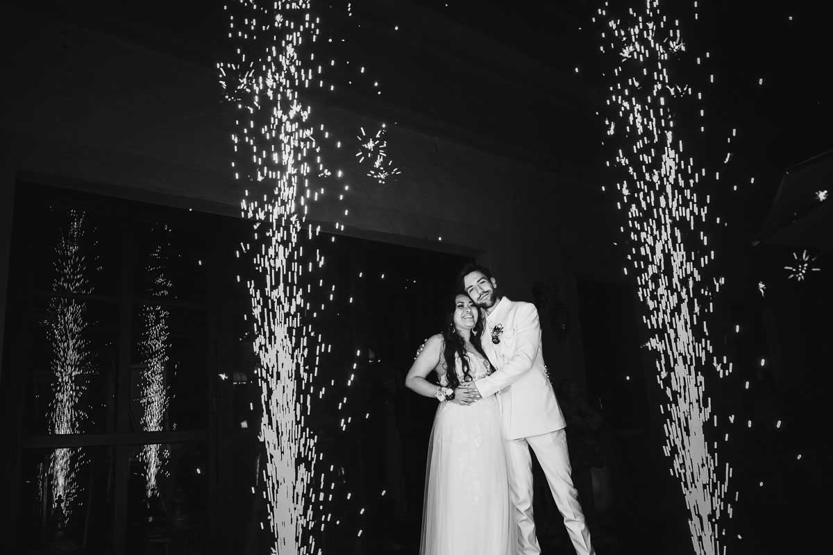 kleines Feuerwerk bei einer Hochzeit im Schloss Oberndorf