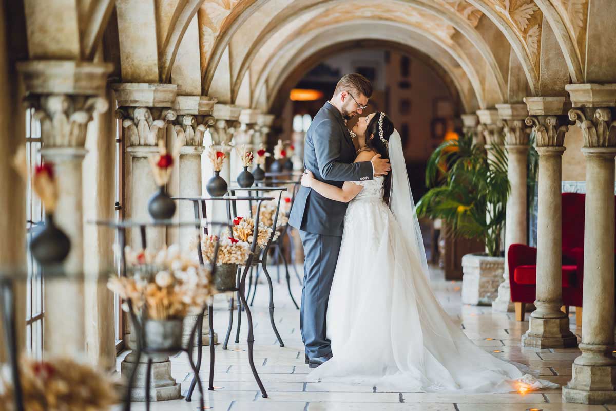 Hochzeitsbild Brautpaar im Europapark