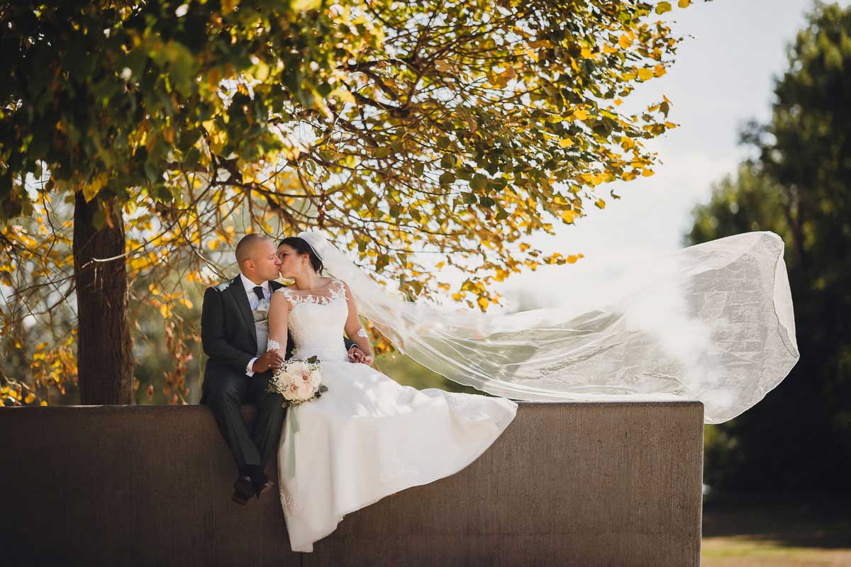 Hochzeitsporträt eines Brautpaar für eine Hochzeit im Gutshof Ladenburg