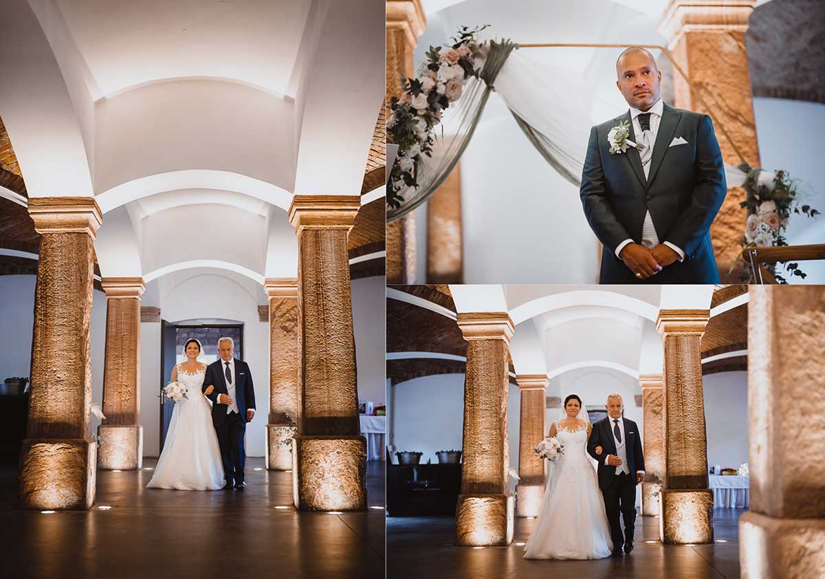 Einzug Braut für eine Trauung im Carl Theodor Saal im Gutshof Ladenburg