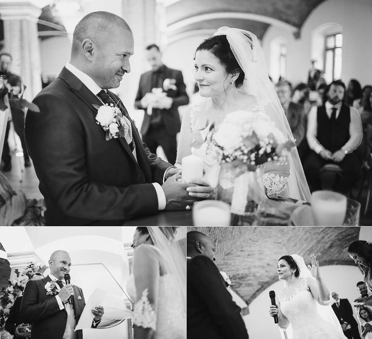 emotionale Momente eines Brautpaars bei einer Trauung im Carl Theodor Saal im Gutshof Ladenburg