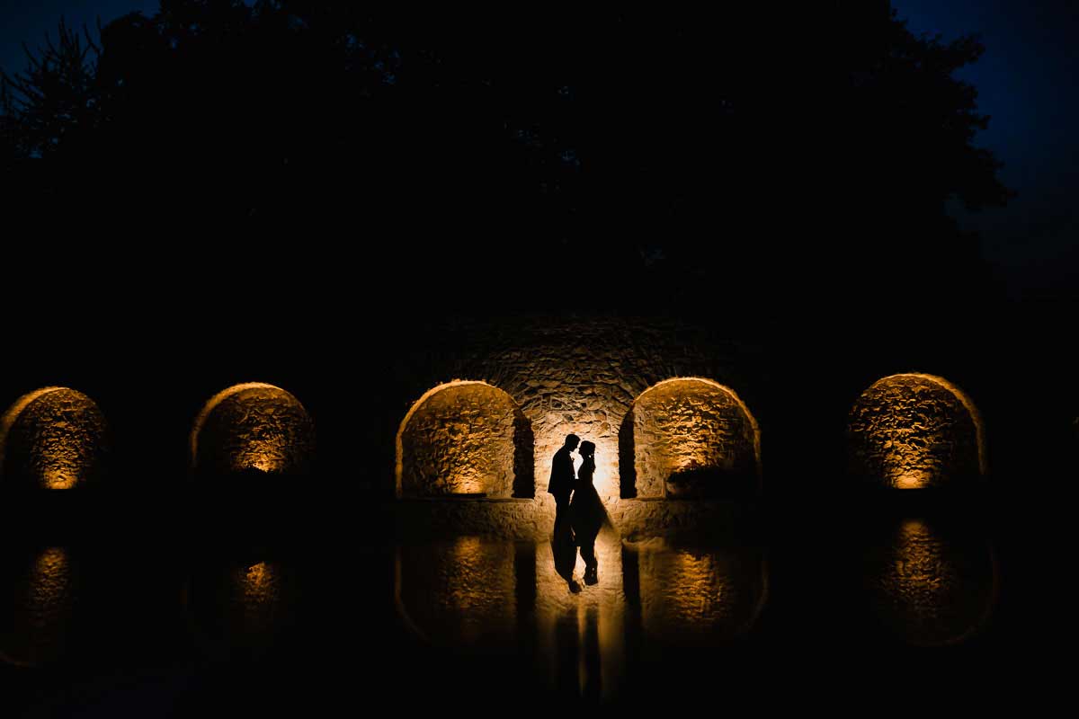 Hochzeitsfotos nachts im Schloss Vollrads