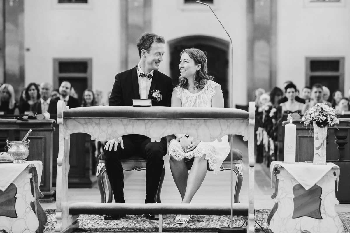 Brautpaar bei einer Hochzeit in der Basilika Birnau