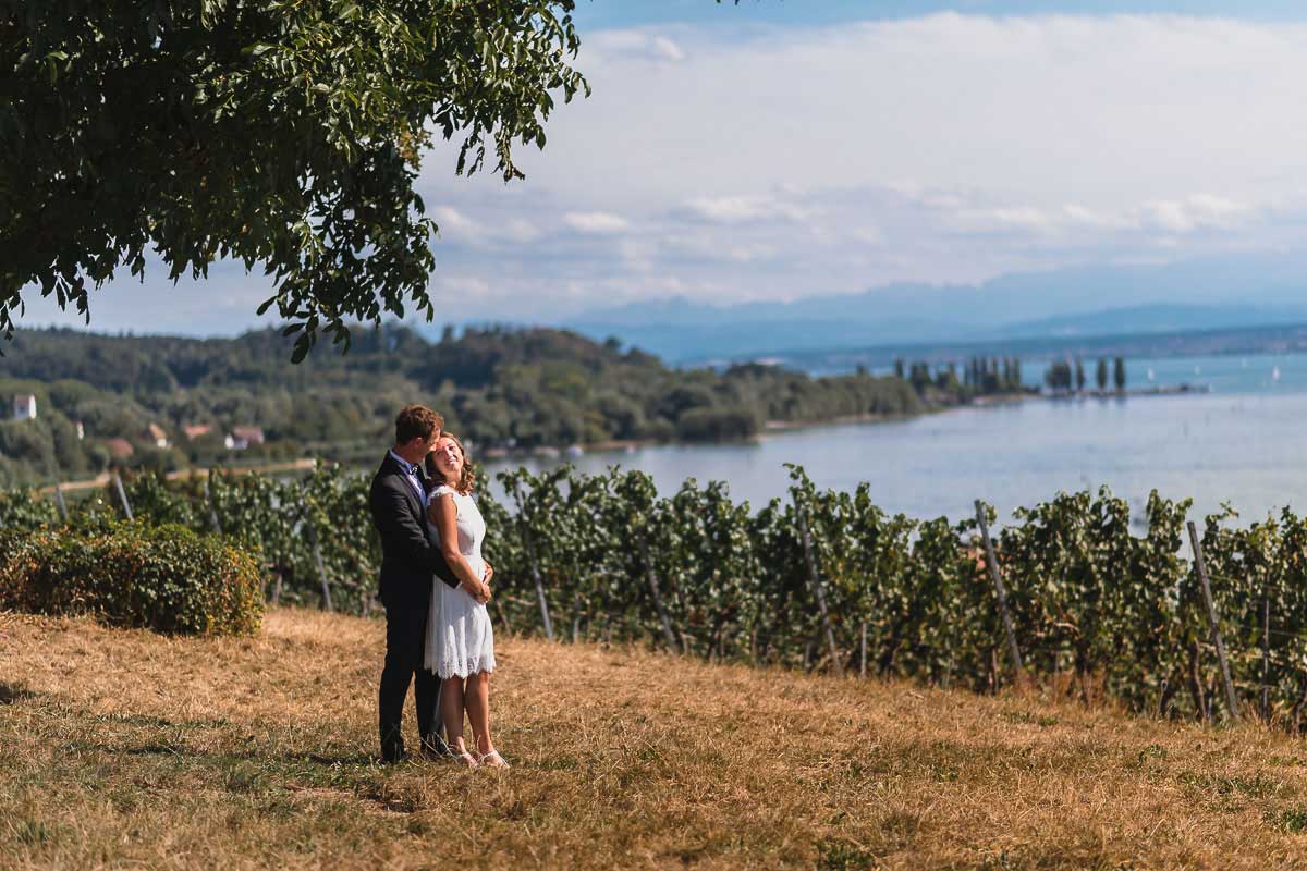 Hochzeitsfoto Brautpaar bei einer Hochzeit in der Basilika Birnau