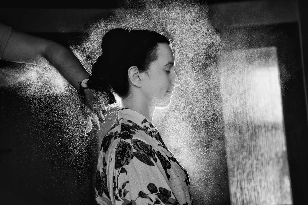 Brautstyyling für eine Hochzeit in der Buschmühle in Weyher