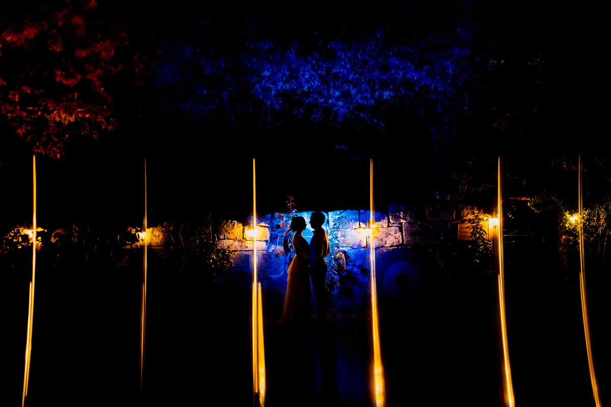 Hochzeitsfoto bei nacht bei einer Hochzeit im Landgut Buschmühle