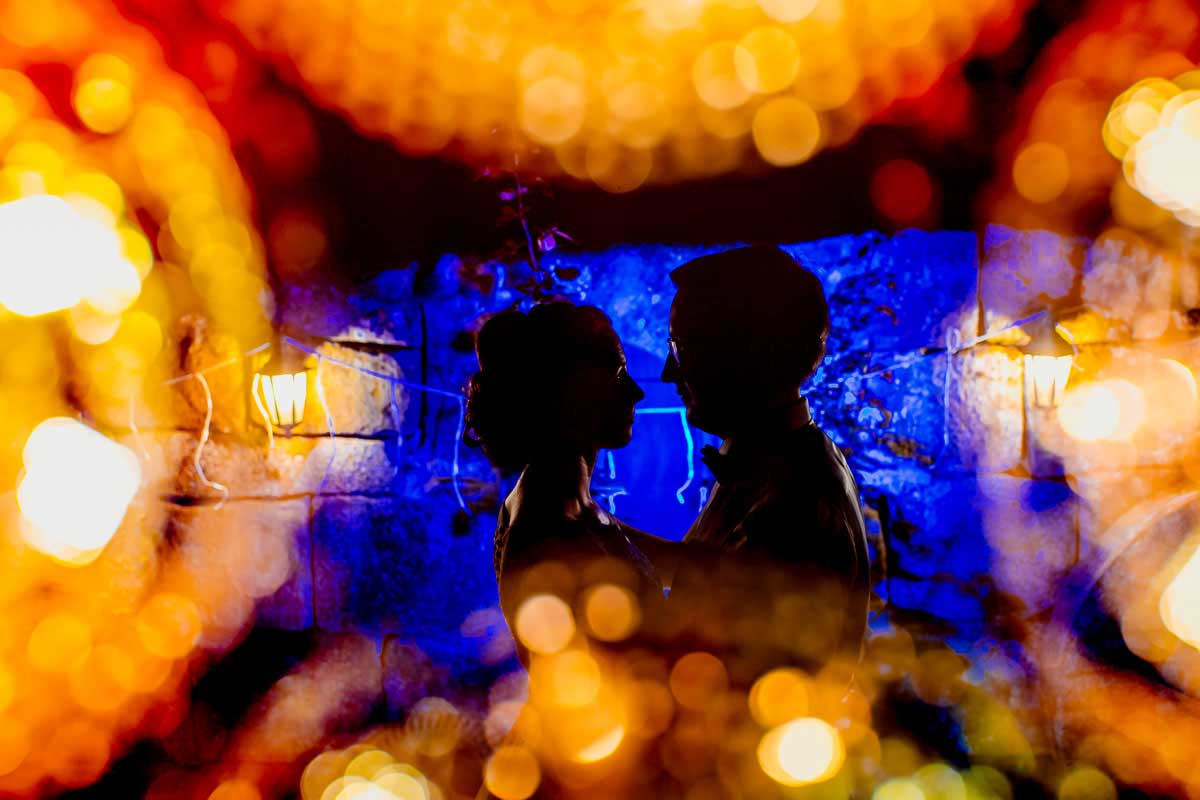 Hochzeitsfoto bei nacht bei einer Hochzeit im Landgut Buschmühle