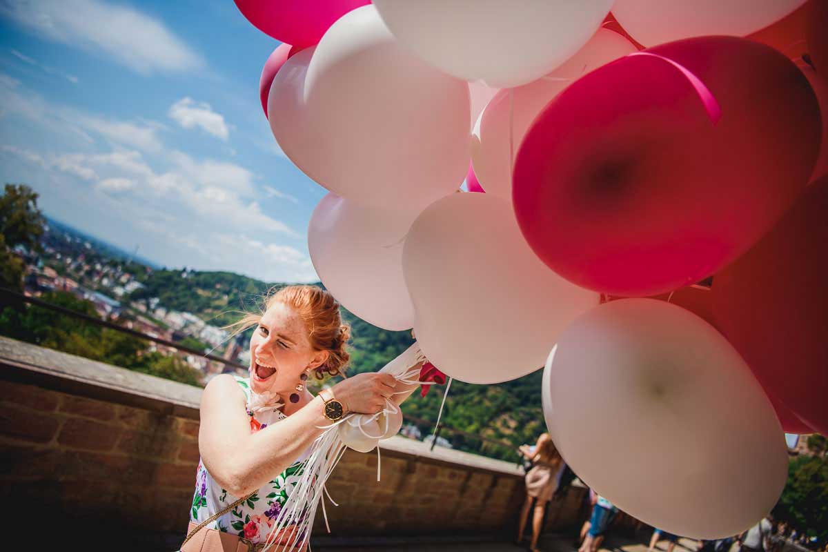 Luftballons steigen lassen Heidelberger Schloss