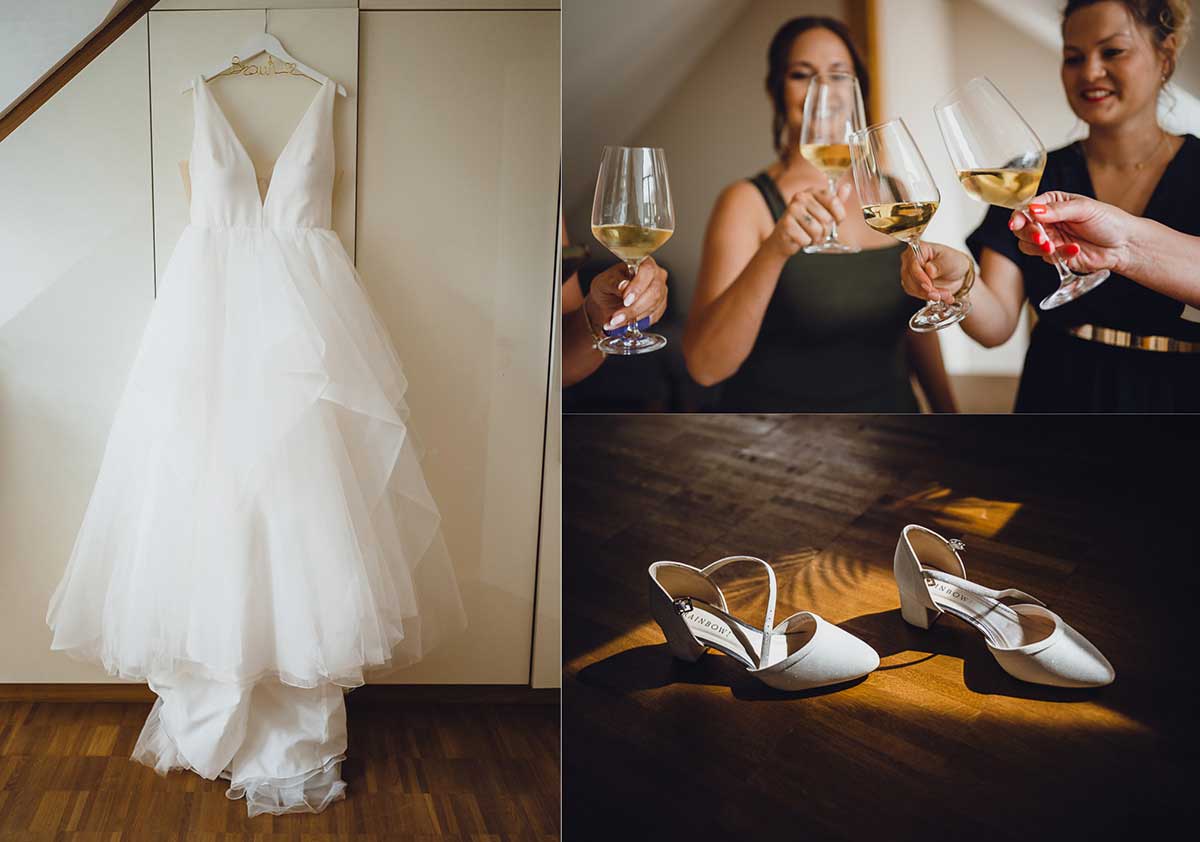 Vorbereitungen Braut für eine Hochzeit im Gut Wöllried